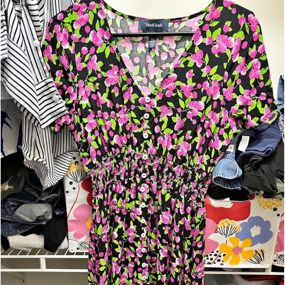 ModCloth Raspberry MIDI Dress size Small